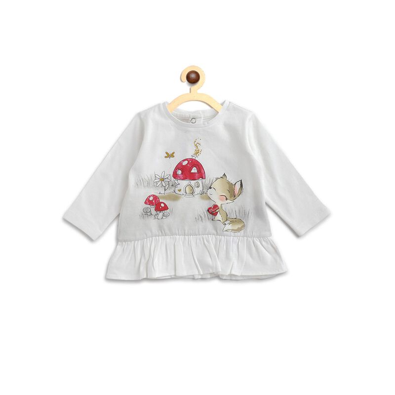 Knitted T-Shirt With Print And Ruffles At Hem image number 0
